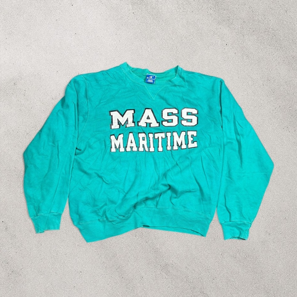 Champion Mass Maritime Crewneck Sweatshirt Teal Green Mens XL Made in USA
